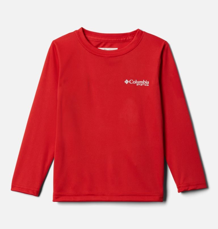 Kids\' Columbia PFG Terminal Tackle Fish Flag Long Sleeve Sweatshirts Red | CA-JL5A3
