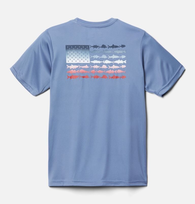 Kids' Columbia PFG Terminal Tackle Fish Flag T Shirts Navy | CA-R3816
