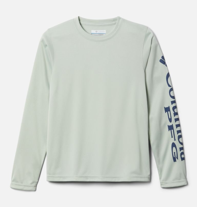 Kids\' Columbia PFG Terminal Tackle Heather Long Sleeve Sweatshirts Mint | CA-Q814A