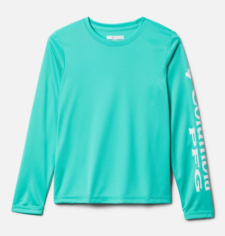 Kids\' Columbia PFG Terminal Tackle Long Sleeve Sweatshirts Turquoise | CA-O340C