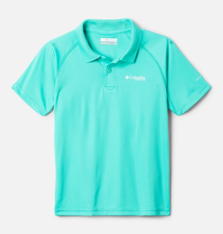Kids\' Columbia PFG Terminal Tackle Polo Shirts Turquoise | CA-CA036