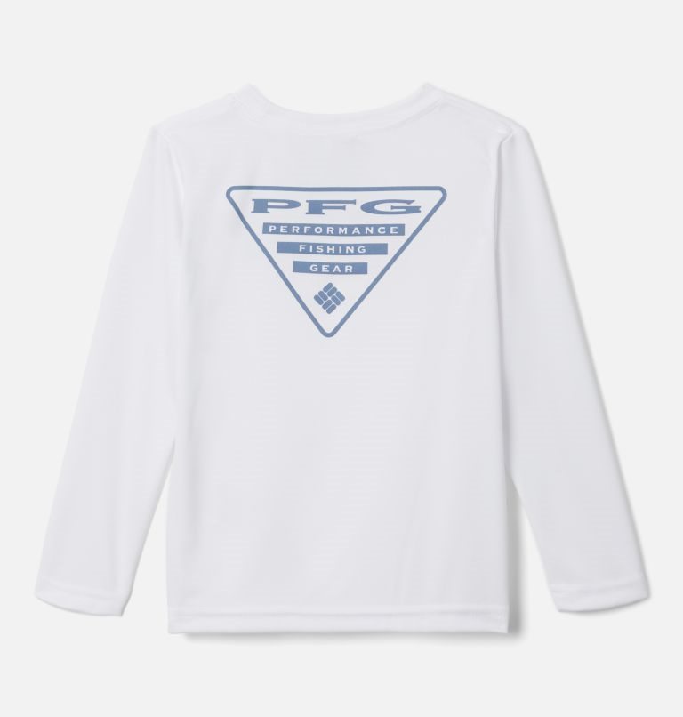 Kids' Columbia PFG Terminal Tackle Triangle Logo Long Sleeve Sweatshirts White | CA-J18AC