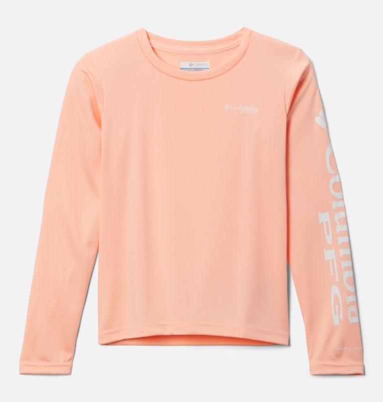 Kids\' Columbia PFG Tidal Long Sleeve Sweatshirts Pink | CA-D34AL