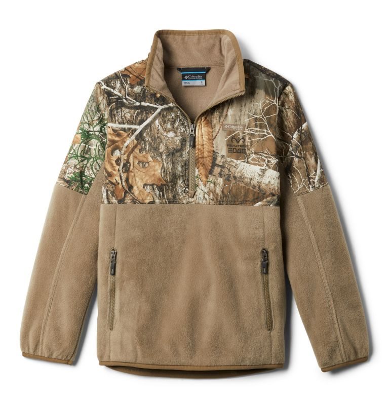 Kids\' Columbia PHG Overlay 1/4 Zip Fleece Sweatshirts Olive | CA-V5L8A