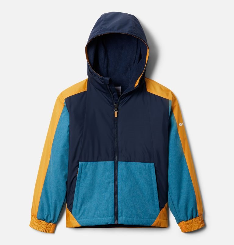Kids\' Columbia Point Park Lined Windbreaker Jackets Navy / Turquoise / Mango | CA-KA586