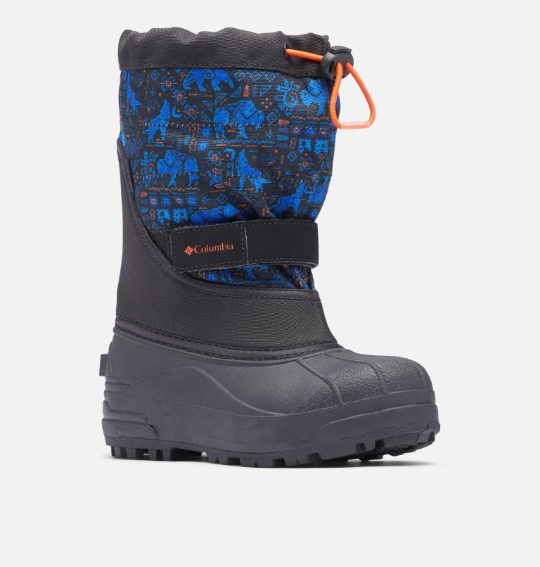 Kids' Columbia Powderbug Plus II Print Snow Boots Blue / Black | CA-QA34L