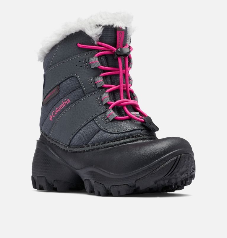 Kids' Columbia Rope Tow Waterproof Faux-Fur Trim Boots Dark Grey | CA-S3C68