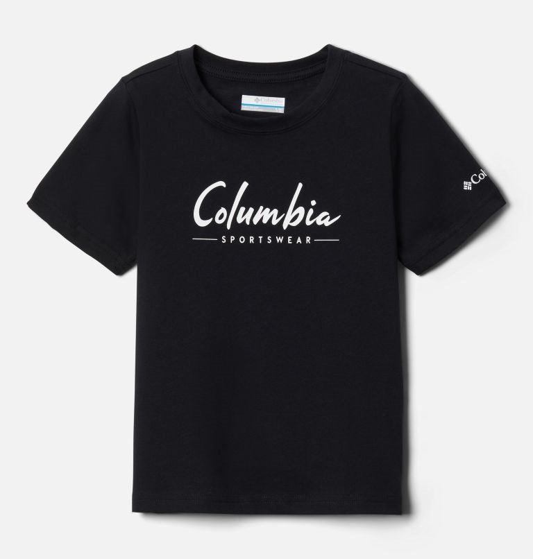 Kids\' Columbia Valley Creek Short Sleeve Graphic T Shirts Black | CA-J0A8L