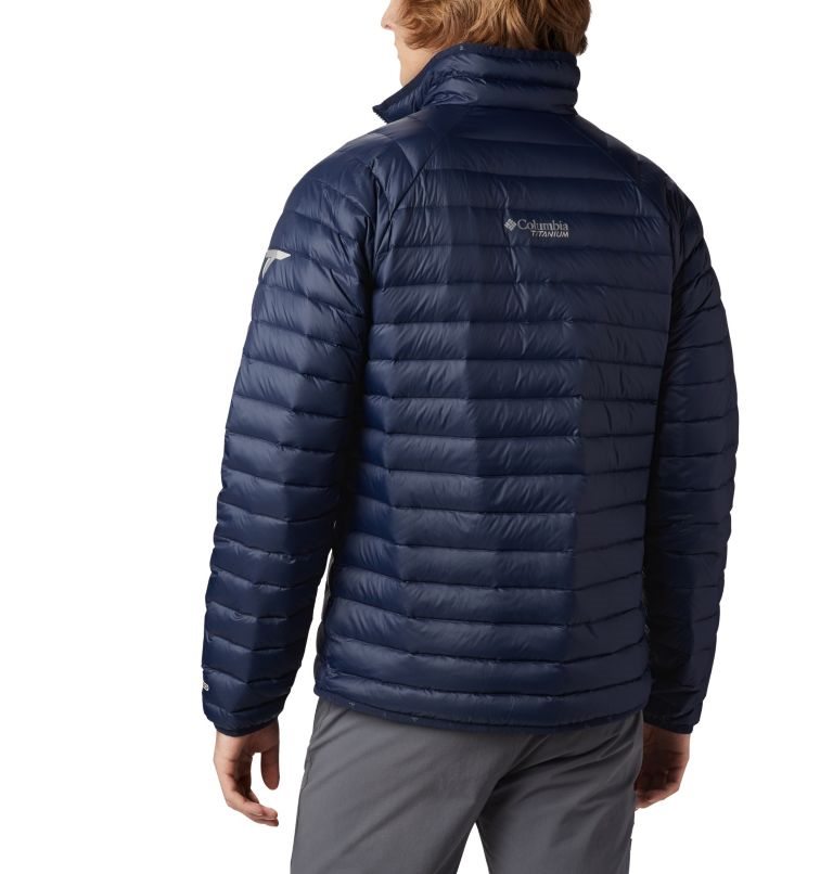 Men's Columbia Alpha Trail Down Jackets Navy | CA-Z4L08