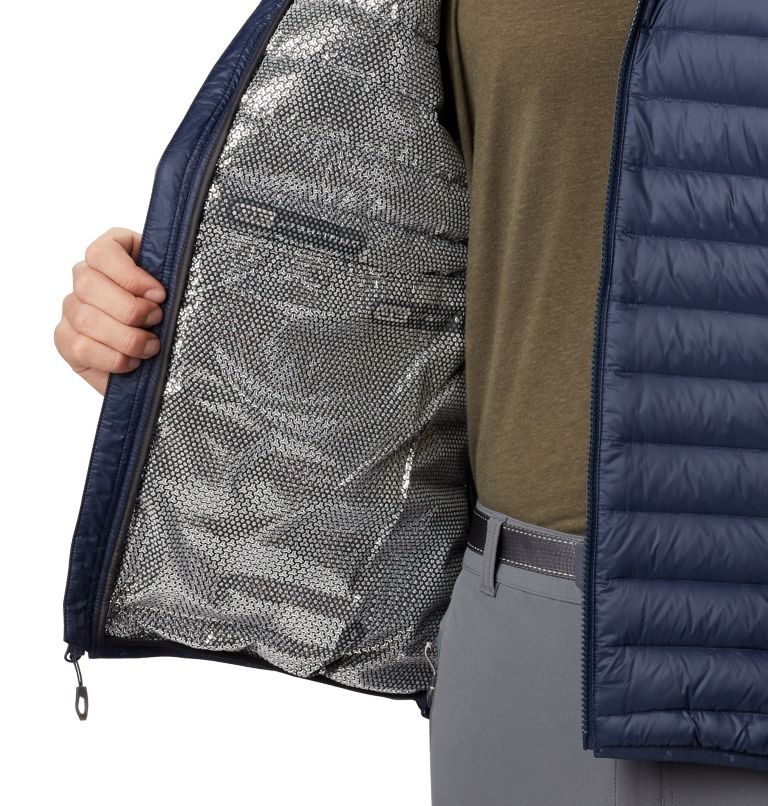 Men's Columbia Alpha Trail Down Jackets Navy | CA-Z4L08