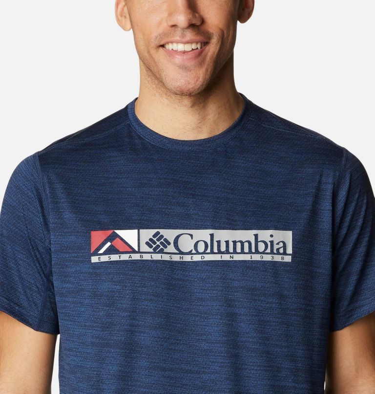 Men's Columbia Alpine Chill Zero Graphic Short Sleeve T Shirts Navy | CA-EL513