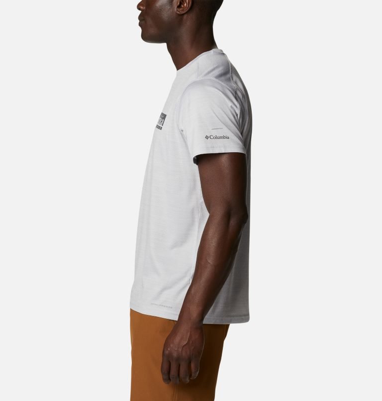 Men's Columbia Alpine Chill Zero Graphic Short Sleeve T Shirts White | CA-J8L6C