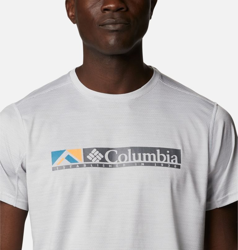 Men's Columbia Alpine Chill Zero Graphic Short Sleeve T Shirts White | CA-J8L6C
