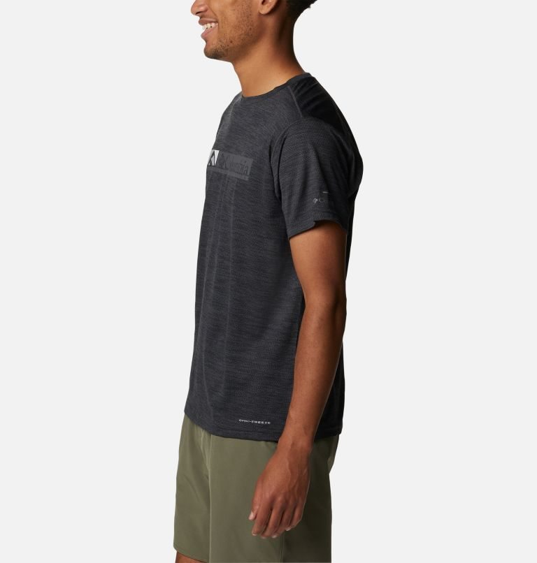 Men's Columbia Alpine Chill Zero Graphic Short Sleeve T Shirts Black | CA-M1804