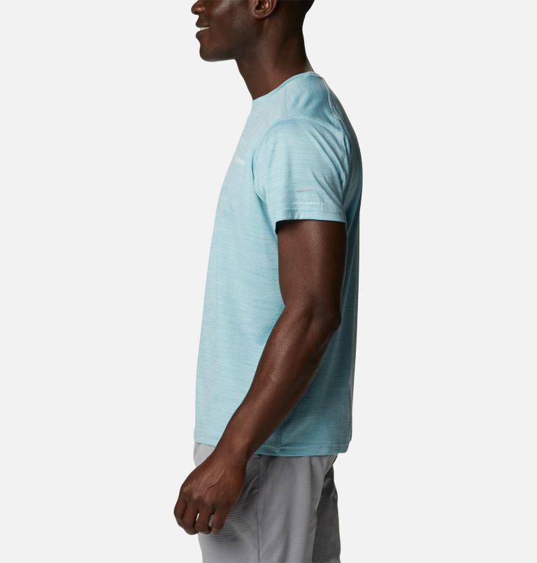 Men's Columbia Alpine Chill Zero Short Sleeve Crew T Shirts Turquoise | CA-E4L65