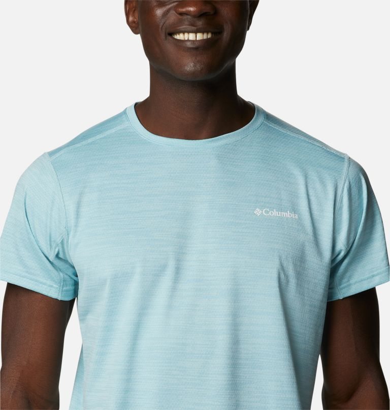 Men's Columbia Alpine Chill Zero Short Sleeve Crew T Shirts Turquoise | CA-E4L65