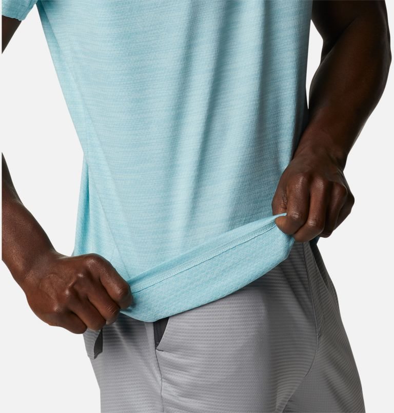 Men's Columbia Alpine Chill Zero Short Sleeve Crew T Shirts Turquoise | CA-E4L65
