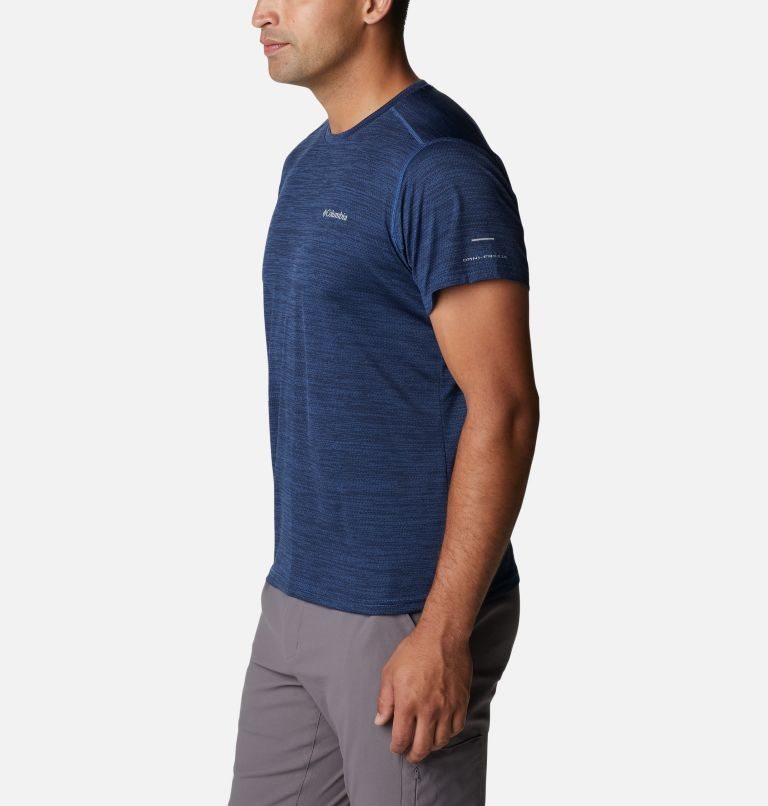Men's Columbia Alpine Chill Zero Short Sleeve Crew T Shirts Navy | CA-F0L16
