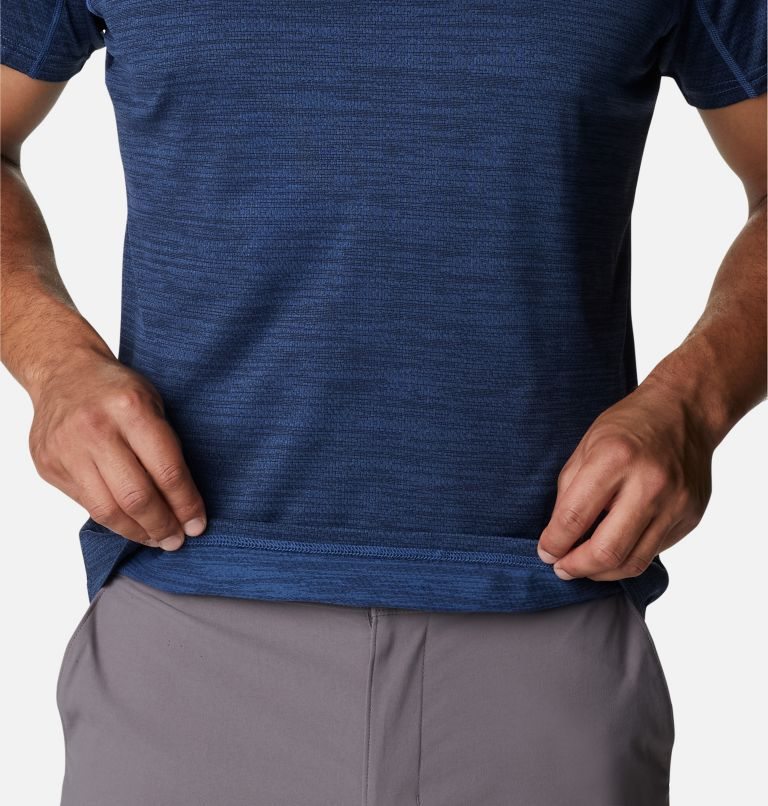 Men's Columbia Alpine Chill Zero Short Sleeve Crew T Shirts Navy | CA-F0L16