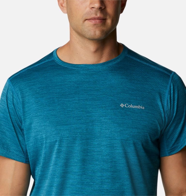 Men's Columbia Alpine Chill Zero Short Sleeve Crew T Shirts Turquoise | CA-O0831