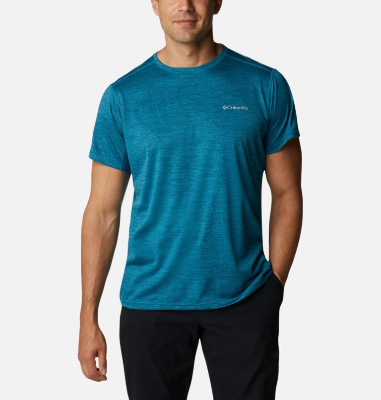 Men\'s Columbia Alpine Chill Zero Short Sleeve Crew T Shirts Turquoise | CA-O0831
