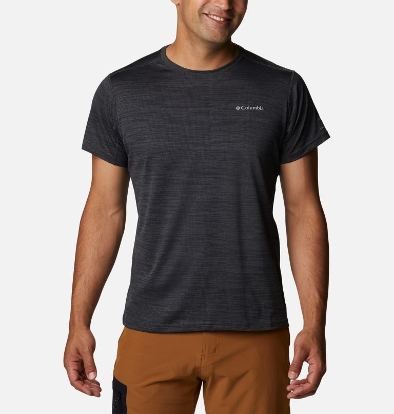 Men\'s Columbia Alpine Chill Zero Short Sleeve Crew T Shirts Black | CA-Y15L0