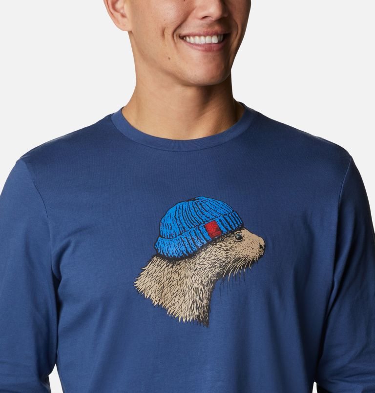 Men's Columbia Apres Lifestyle Long Sleeve Graphic Sweatshirts Navy | CA-SA10C