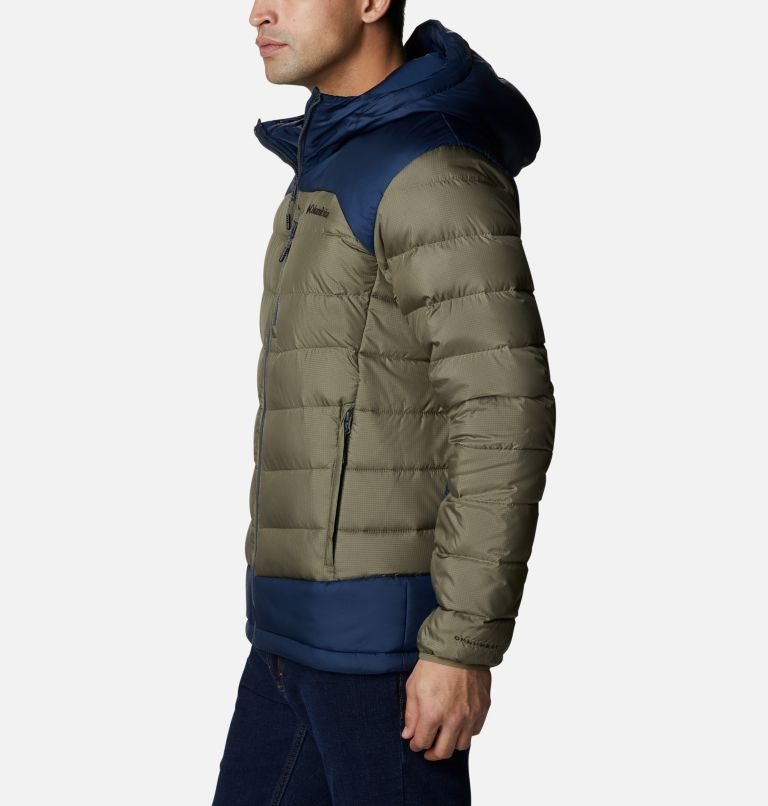 Men's Columbia Autumn Park Hooded Down Jackets Olive | CA-S8034