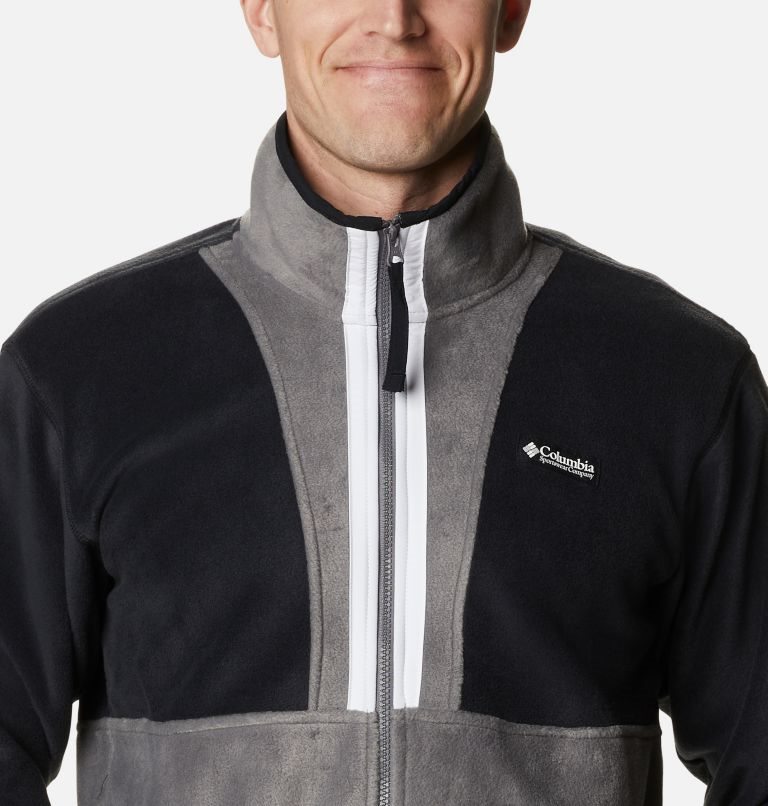 Men's Columbia Back Bowl Full Zip Fleece Jackets Black / Grey | CA-K6LA0
