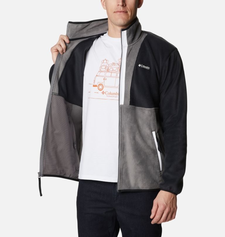 Men's Columbia Back Bowl Full Zip Fleece Jackets Black / Grey | CA-K6LA0