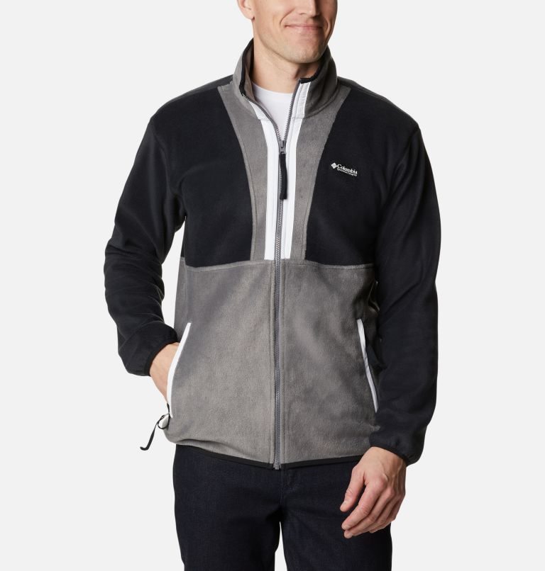 Men's Columbia Back Bowl Full Zip Fleece Jackets Black / Grey | CA-K6LA0