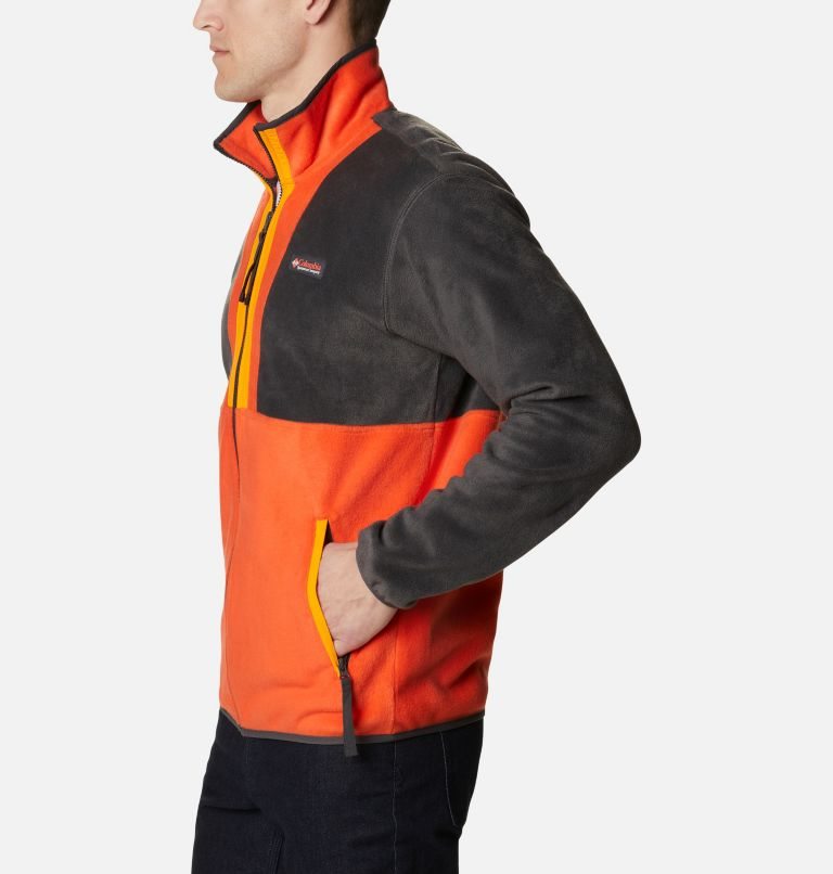 Men's Columbia Back Bowl Full Zip Fleece Jackets Black / Orange | CA-X61LA