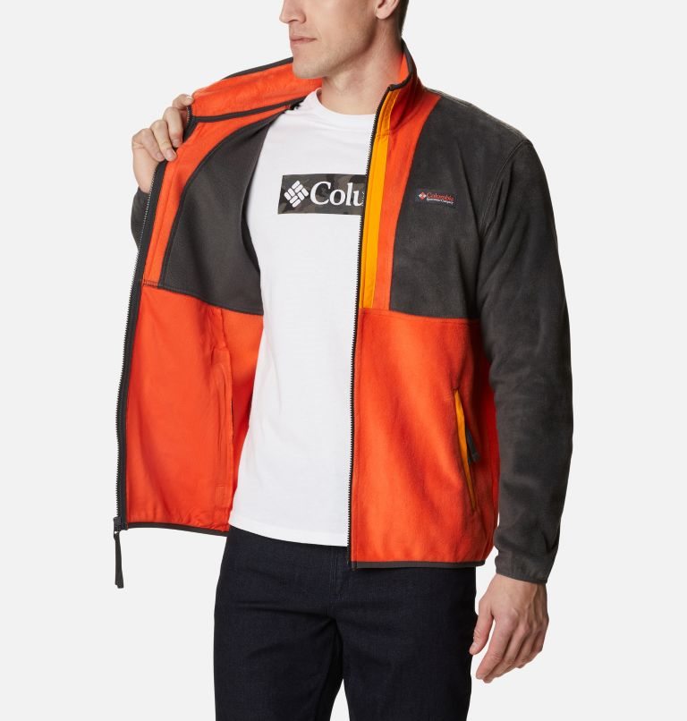 Men's Columbia Back Bowl Full Zip Fleece Jackets Black / Orange | CA-X61LA