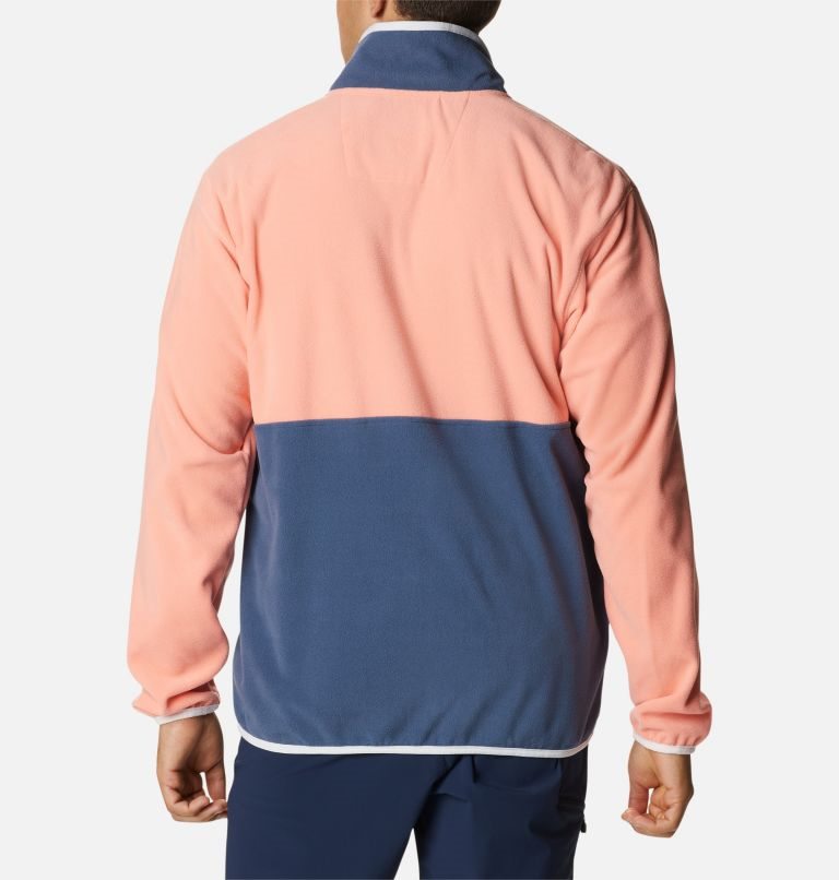 Men's Columbia Back Bowl Lightweight Fleece Jackets Coral / Navy | CA-M1405