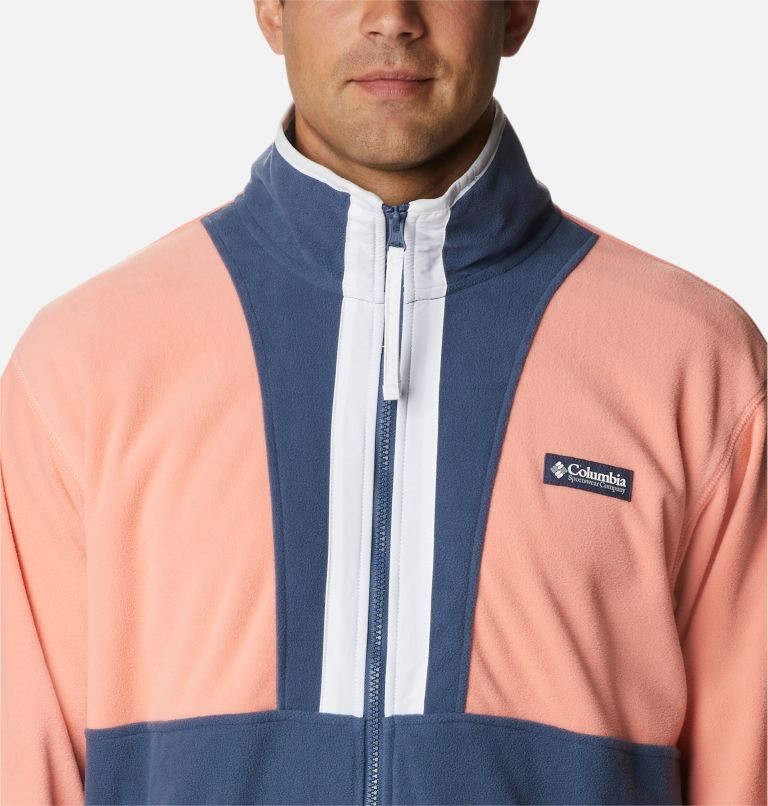 Men's Columbia Back Bowl Lightweight Fleece Jackets Coral / Navy | CA-M1405