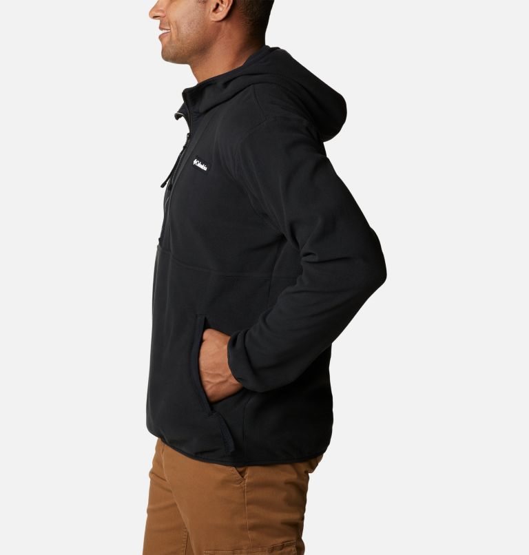 Men's Columbia Back Bowl Lite Half Zip Fleece Hoodie Black | CA-S418L