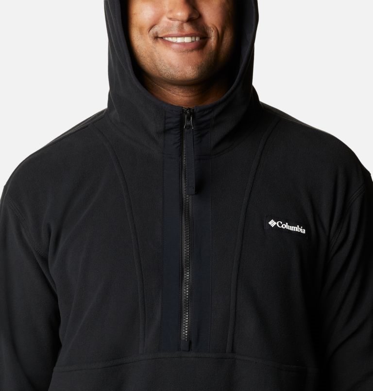 Men's Columbia Back Bowl Lite Half Zip Fleece Hoodie Black | CA-S418L