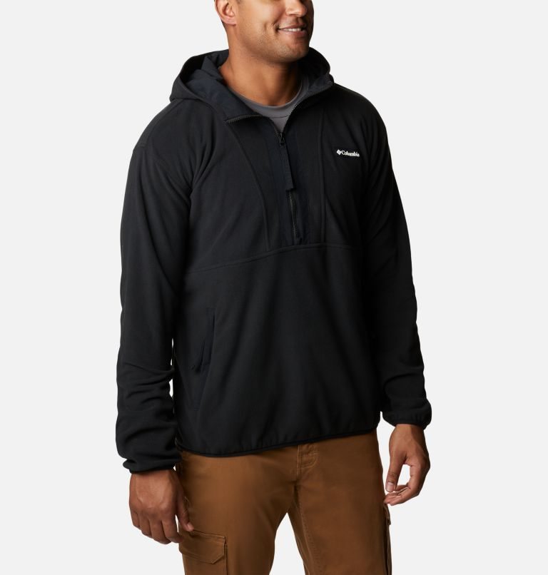 Men's Columbia Back Bowl Lite Half Zip Fleece Hoodie Black | CA-S418L