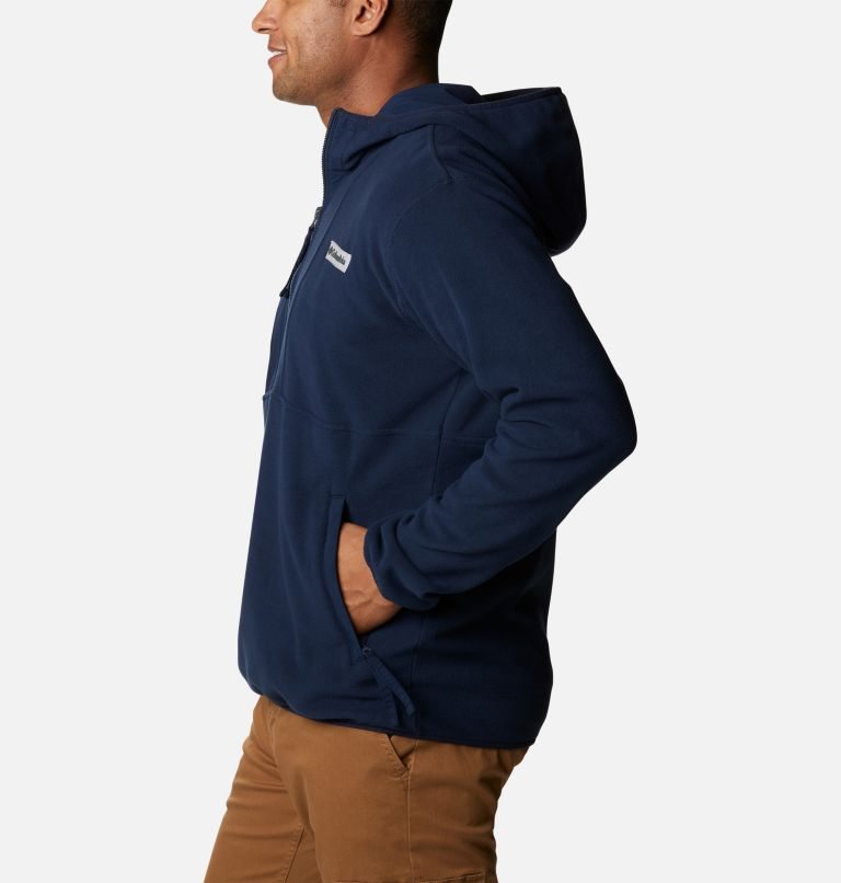 Men's Columbia Back Bowl Lite Half Zip Fleece Hoodie Navy | CA-V5416