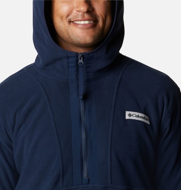 Men's Columbia Back Bowl Lite Half Zip Fleece Hoodie Navy | CA-V5416