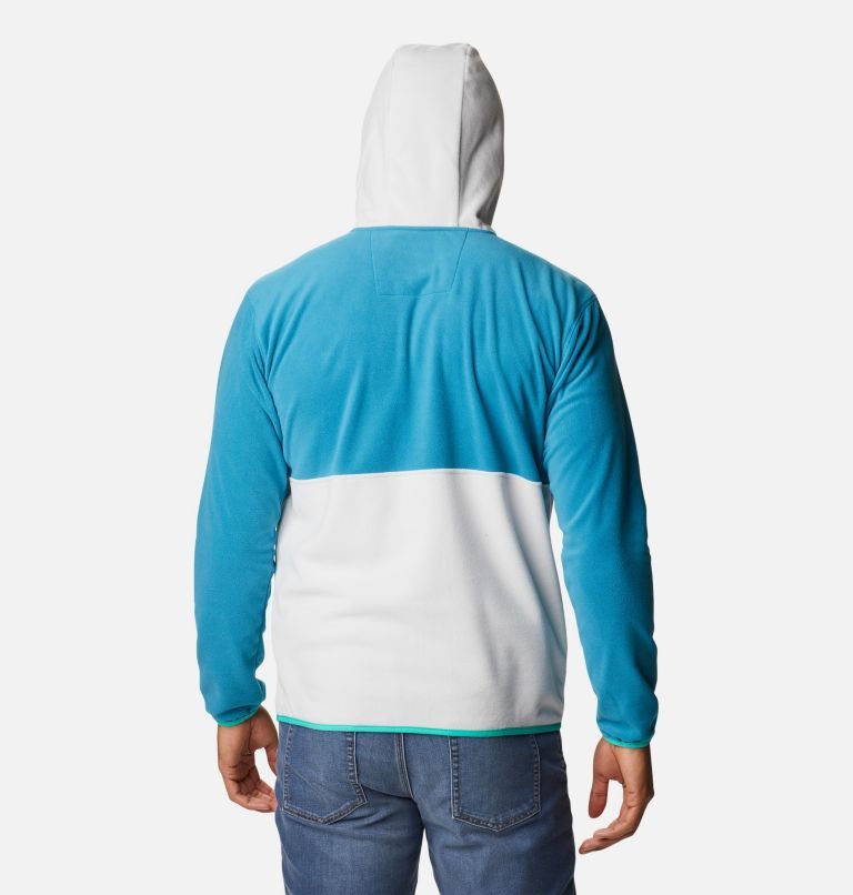 Men's Columbia Back Bowl Lite Half Zip Fleece Hoodie Turquoise / White | CA-W1365