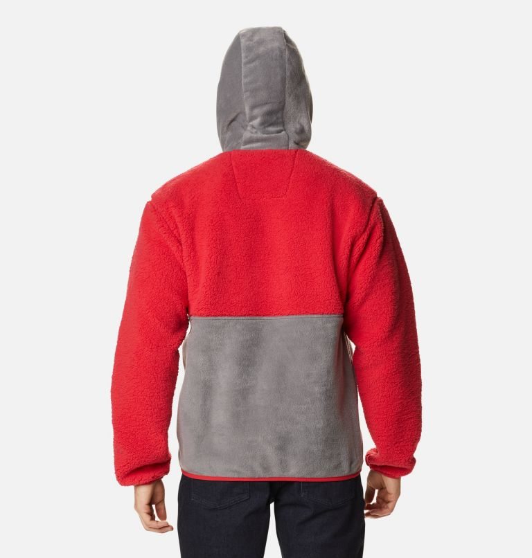 Men's Columbia Back Bowl Sherpa Full Zip Hoodie Fleece Jackets Red / Grey | CA-O316A