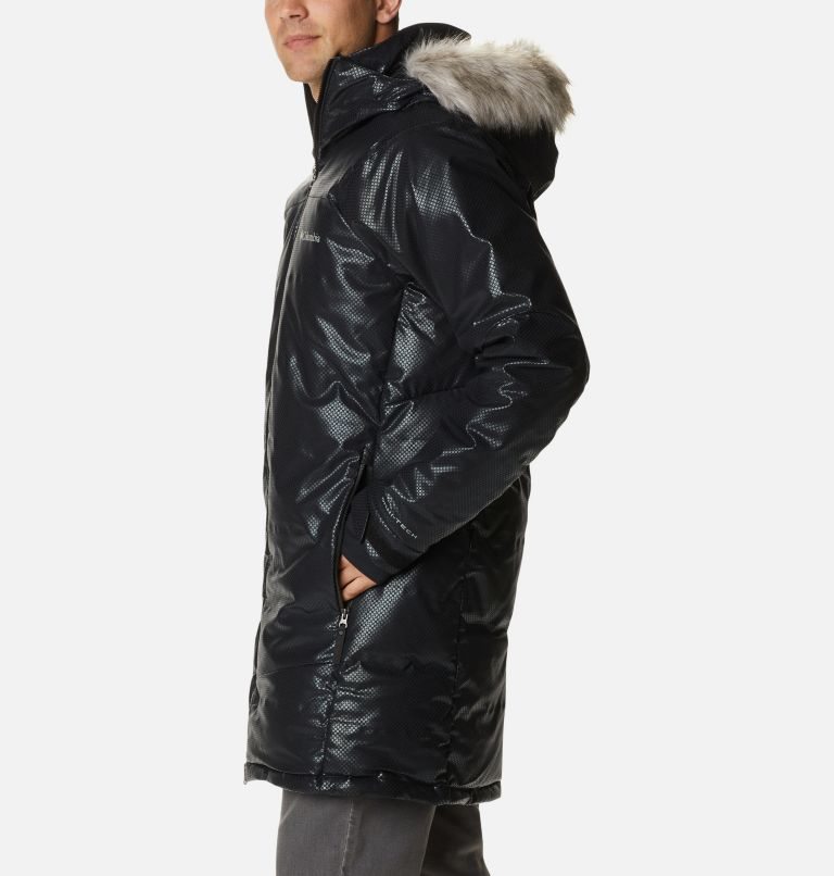 Men's Columbia Barrett Spur II Black Dot Down Jackets Black | CA-JAC36