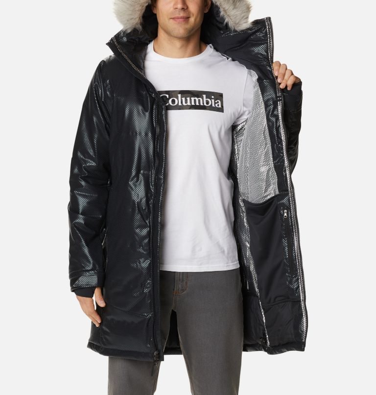 Men's Columbia Barrett Spur II Black Dot Down Jackets Black | CA-JAC36