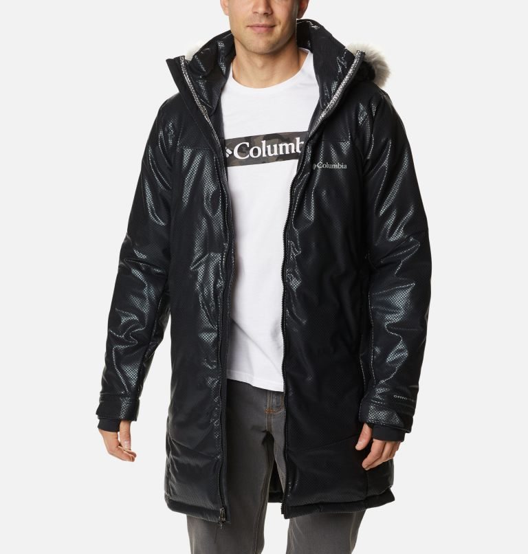 Men's Columbia Barrett Spur II Black Dot Down Jackets Black | CA-JAC36