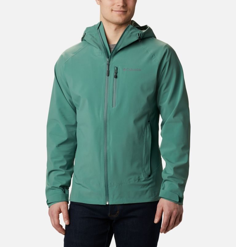 Men\'s Columbia Beacon Trail Rain Jackets Green | CA-Q3CL4