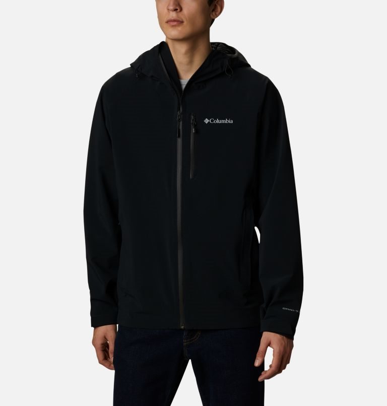 Men\'s Columbia Beacon Trail Rain Jackets Black | CA-V041C