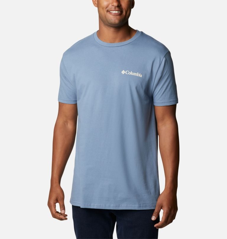 Men's Columbia Bear Graphic T Shirts Blue | CA-N80C4