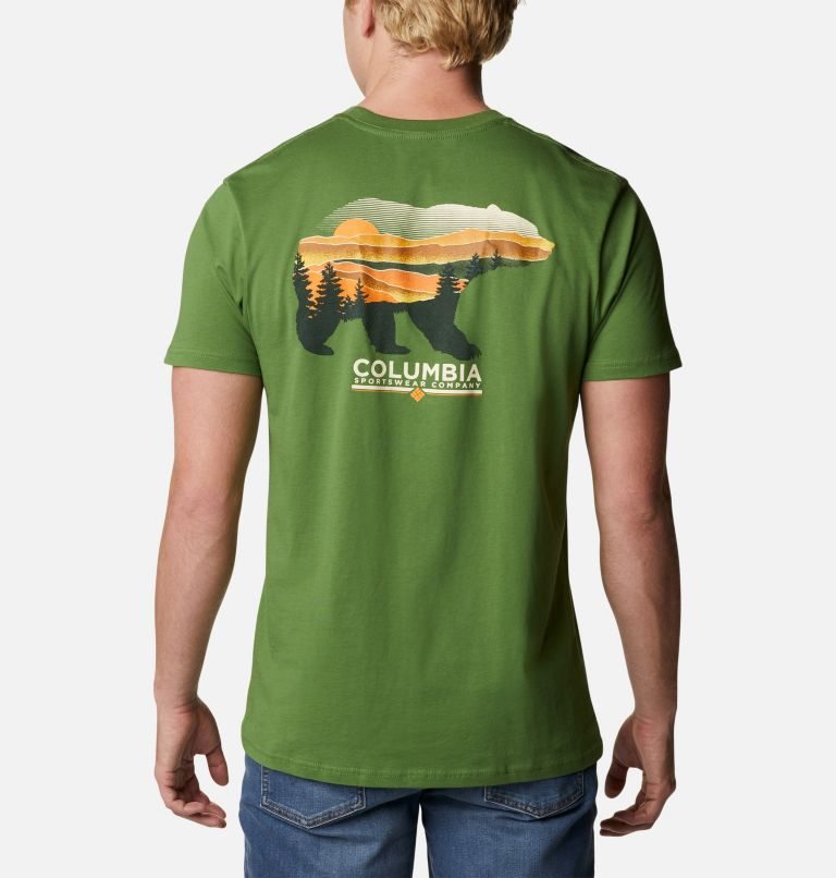 Men\'s Columbia Bear Graphic T Shirts Green | CA-YC643