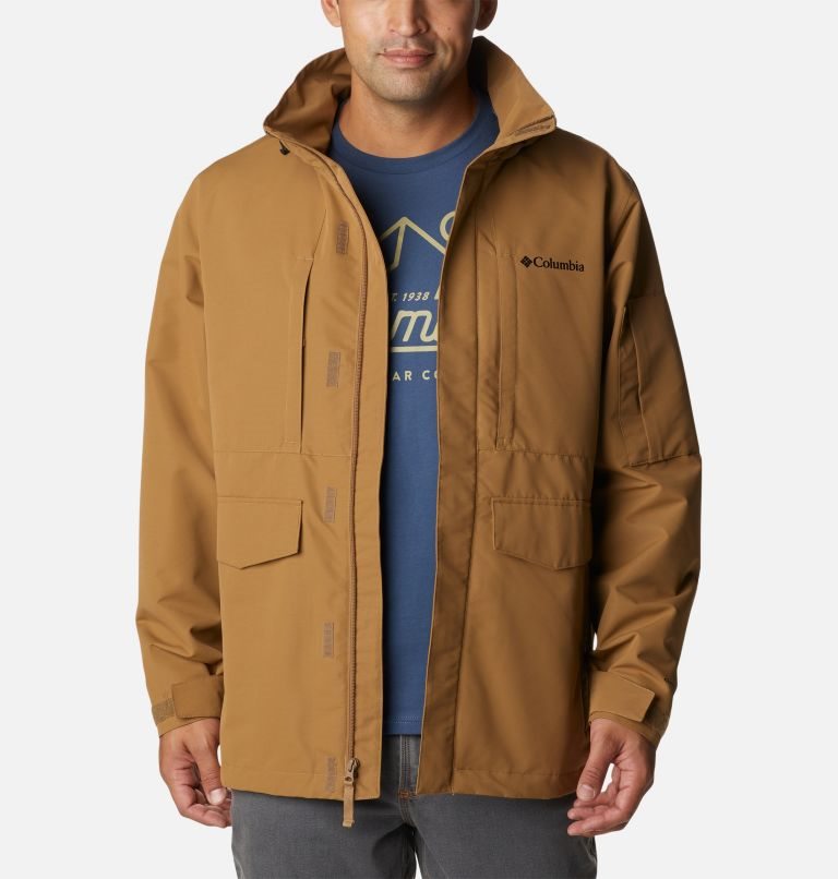 Men's Columbia Big Spring Rain Jackets Brown | CA-Q35A8